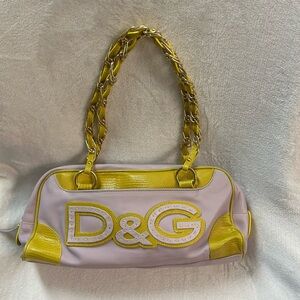 D&G leather mini bag with pink and yellow chain